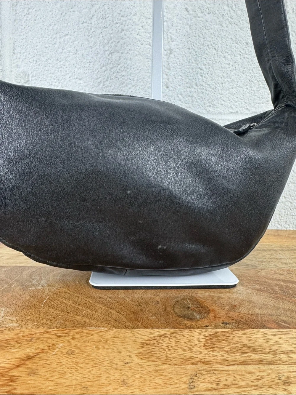 St. Agni Soft Crescent Bag Black Lambskin Leather Shoulder Bag